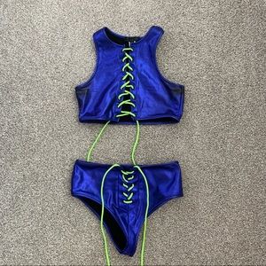Dolls Kills Club Exx metallic blue set